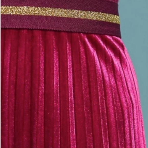 Anthropologie Maeve Pleated Velvet Skirt - Picture 4 of 6